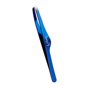 Пинцет для бровей скошенный BeautySky Blue синий (ручная заточка)